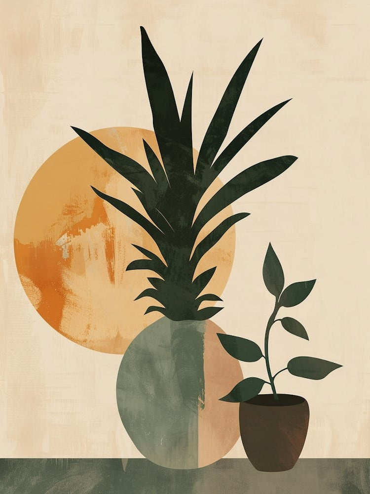 Pineapple Tree Minimal Japandi Illustration 1