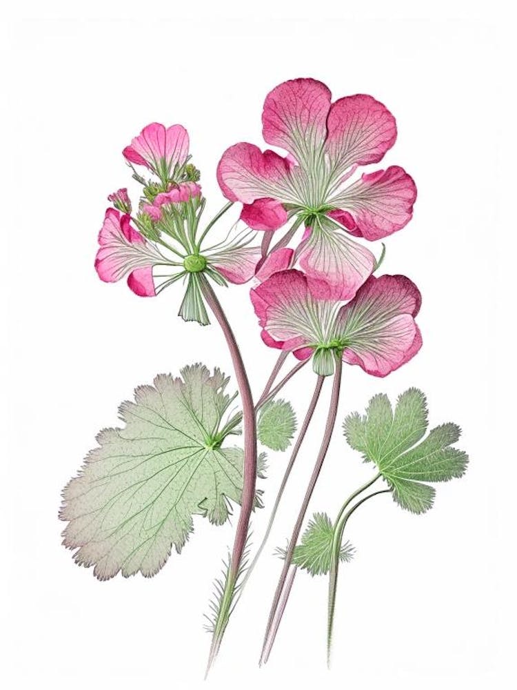 Geranium Floral Quentin Blake Inspired Illustration 1 Flower