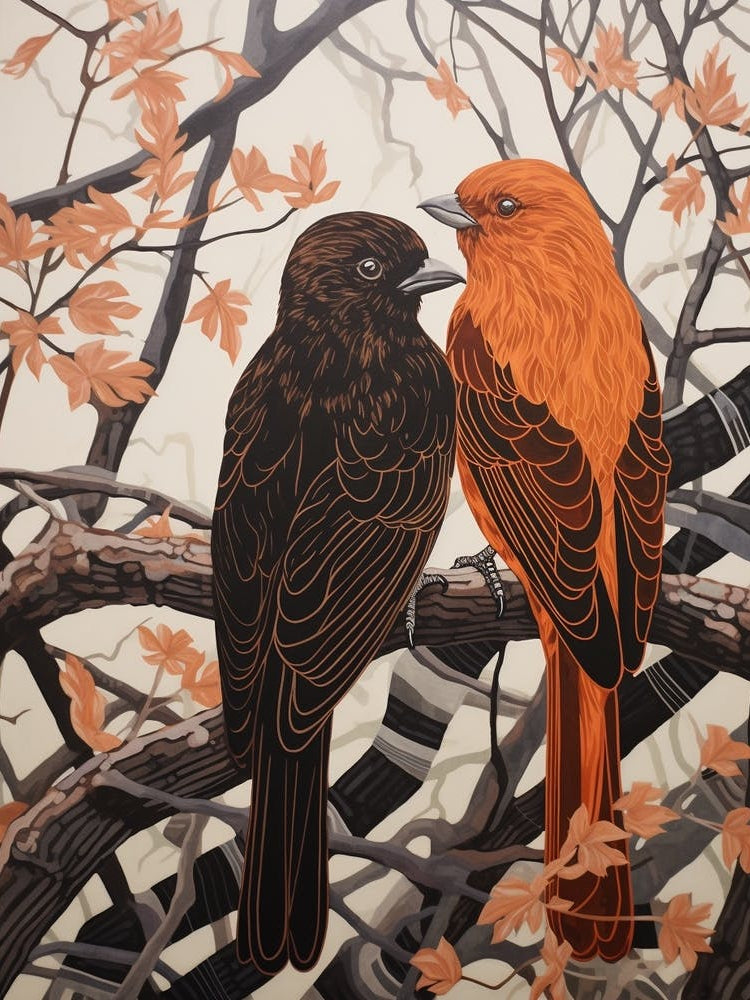 Art Nouveau Birds Poster Harrier 2