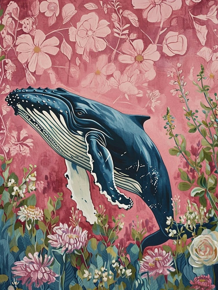 Floral Animal Painting Humpback Whale 4