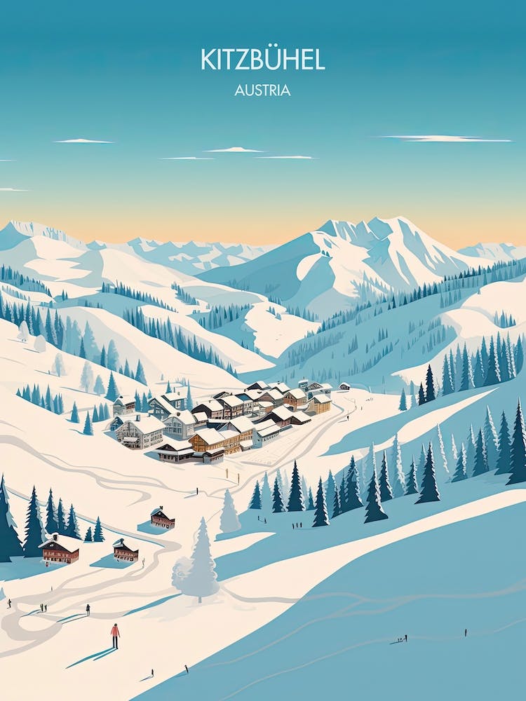 Poster Of Kitzbuhel   Austria, Ski Resort Illustration 1