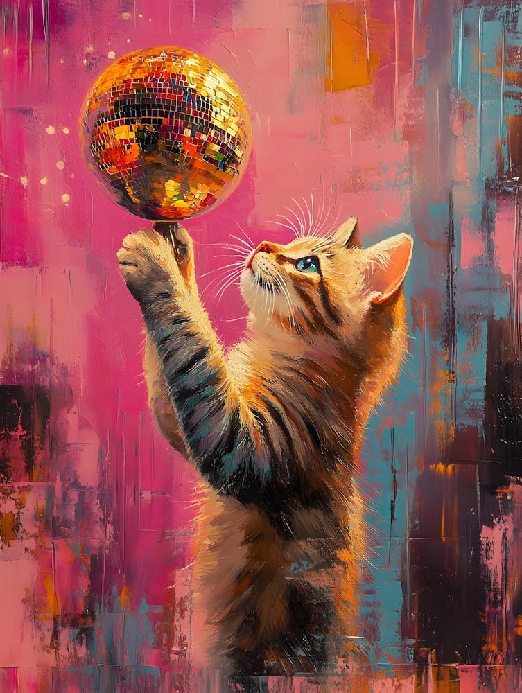 Cat With Disco Ball 1