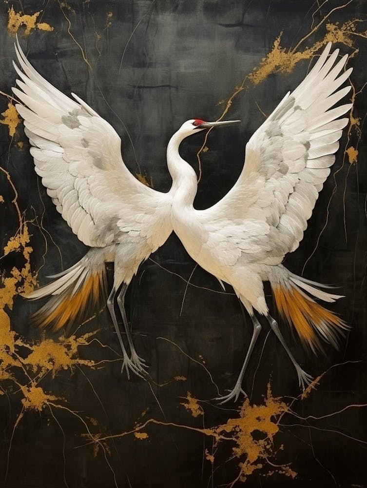 Crane Tsuru Japanese Style Illustration 5