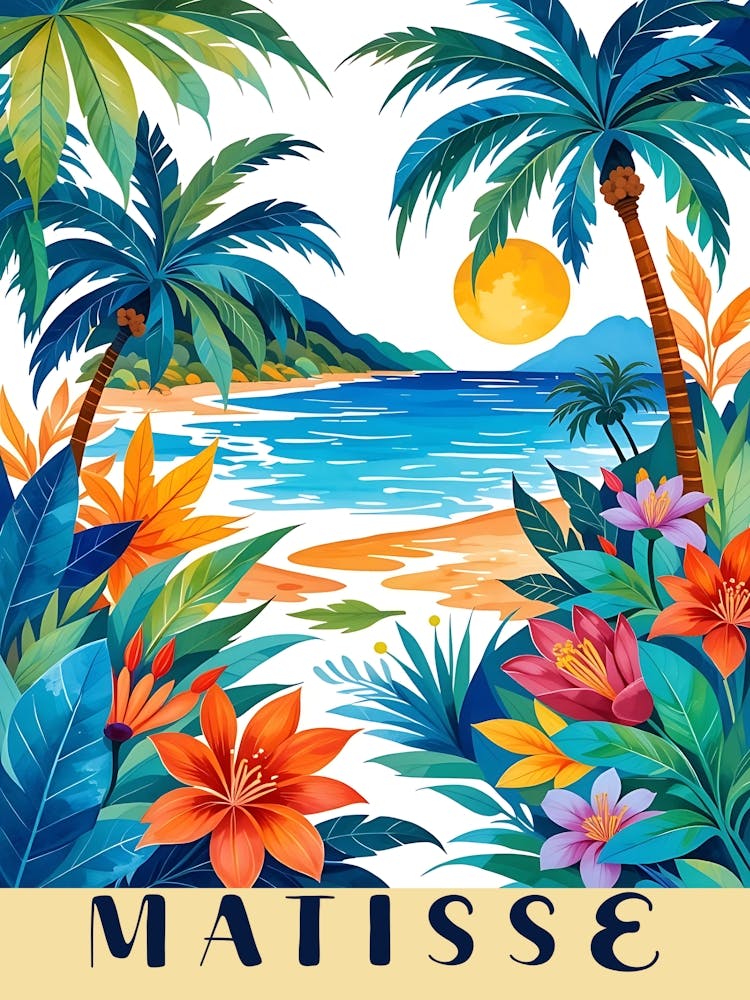 Henri Matisse Inspired Art - Tropical Paradise Landscape 3