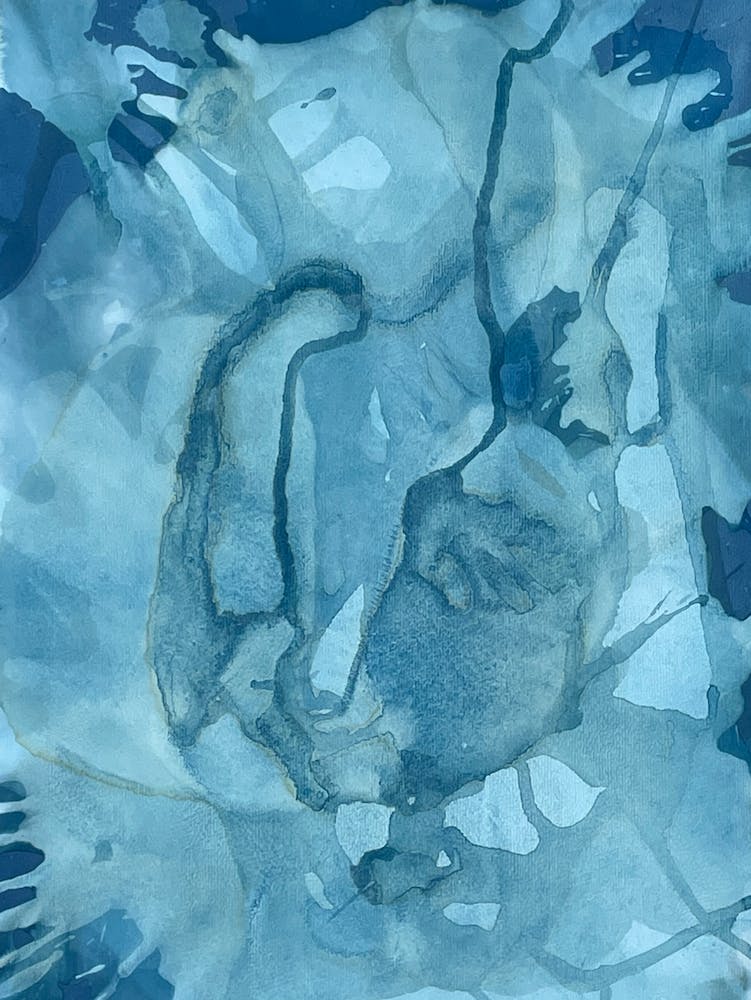 Sea Green and blue Cyanotype Print 