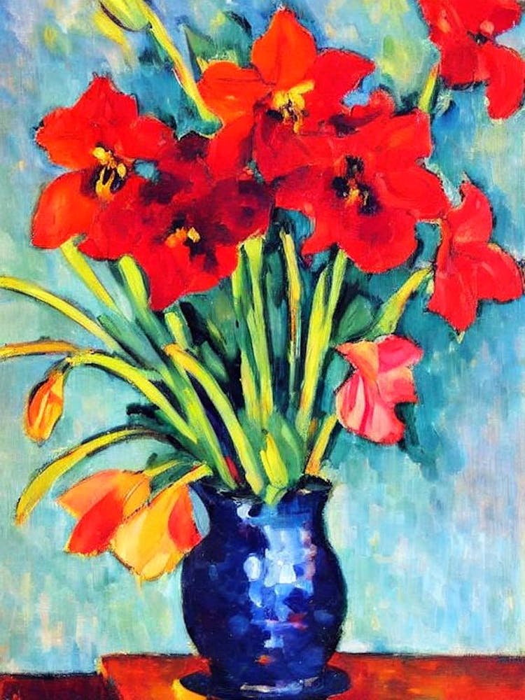 Amaryllis Floral Abstract Block Colour 2 1 Flower