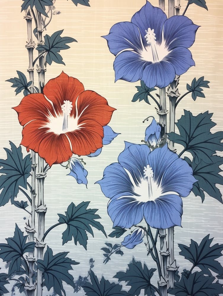Kikyo Chinesische Glockenblume 1 Vintage Botanischer Holzstich