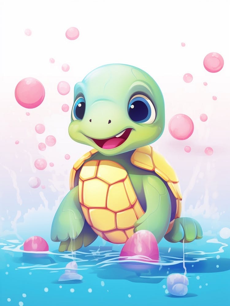 Cute Sea Turtle Animation Pink & Green