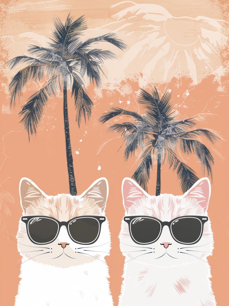 Two Cats In Sunglasses Vector