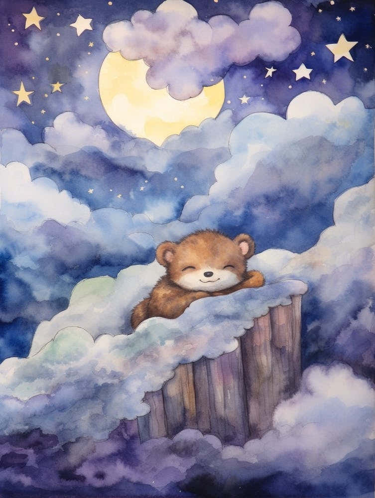 Baby Otter 1 Sleeping In The Clouds