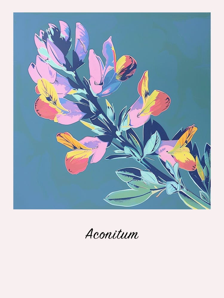 Aconitum 2 Square Flower Illustration Poster