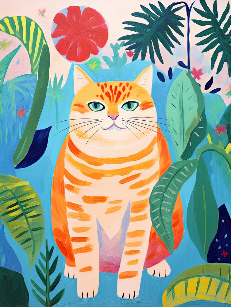 Soft Cat In The Jungle, Matisse Inspired