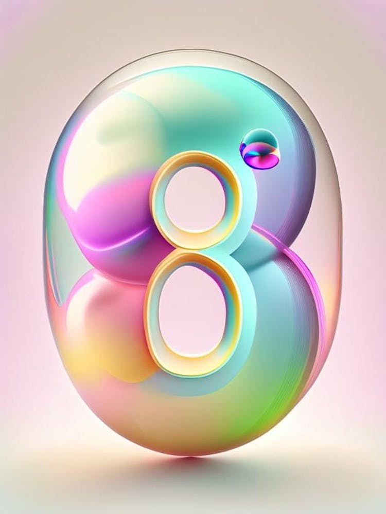 8, Number, Education Bubble Rainbow 1