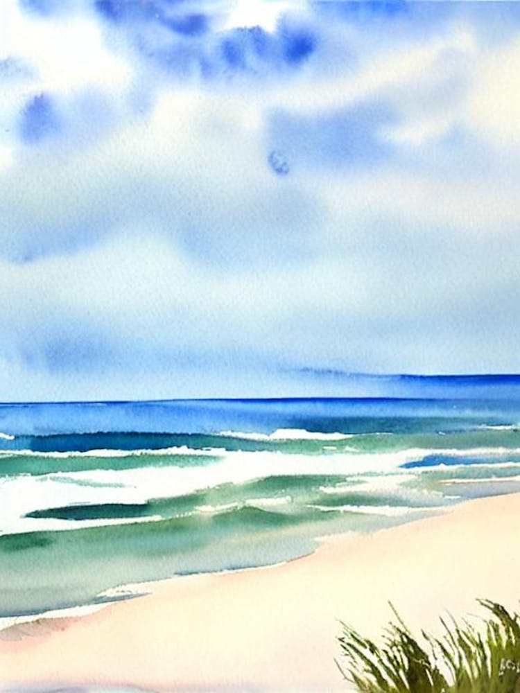 Point Lookout Beach 2, Australia Aquarell