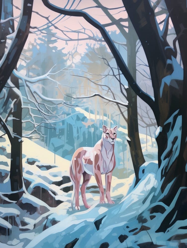 Winter Mountain Lion 3 Illustration