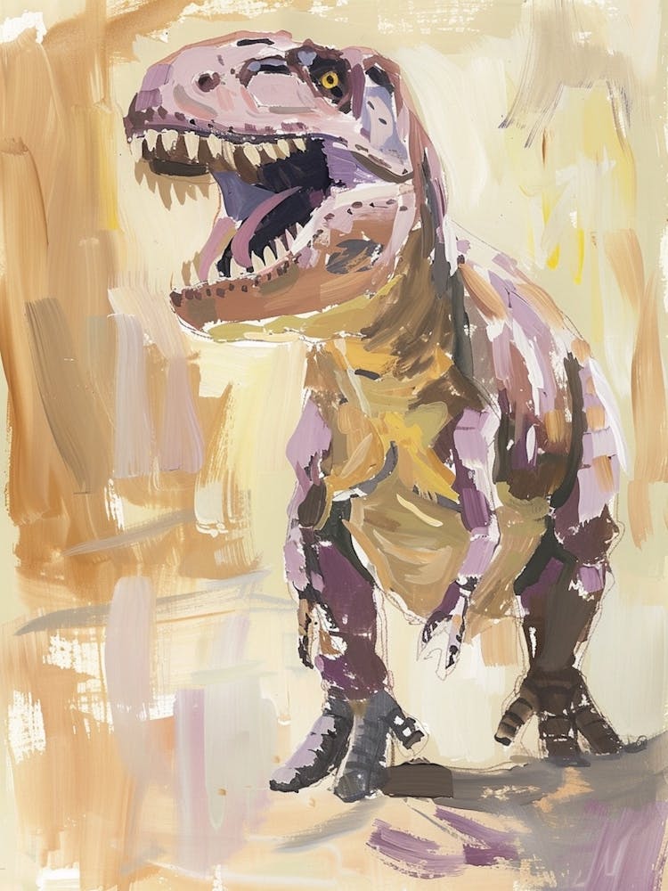 Lilac & Beige Rawring Dinosaur