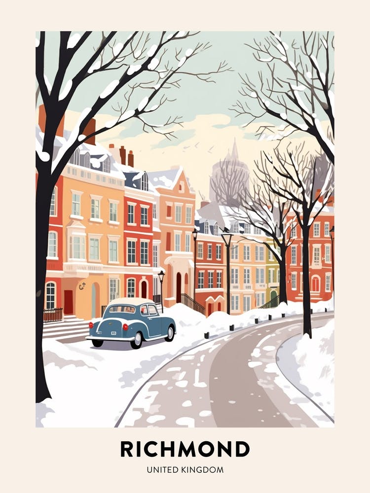 Vintage Winterreise-Poster Richmond England 2