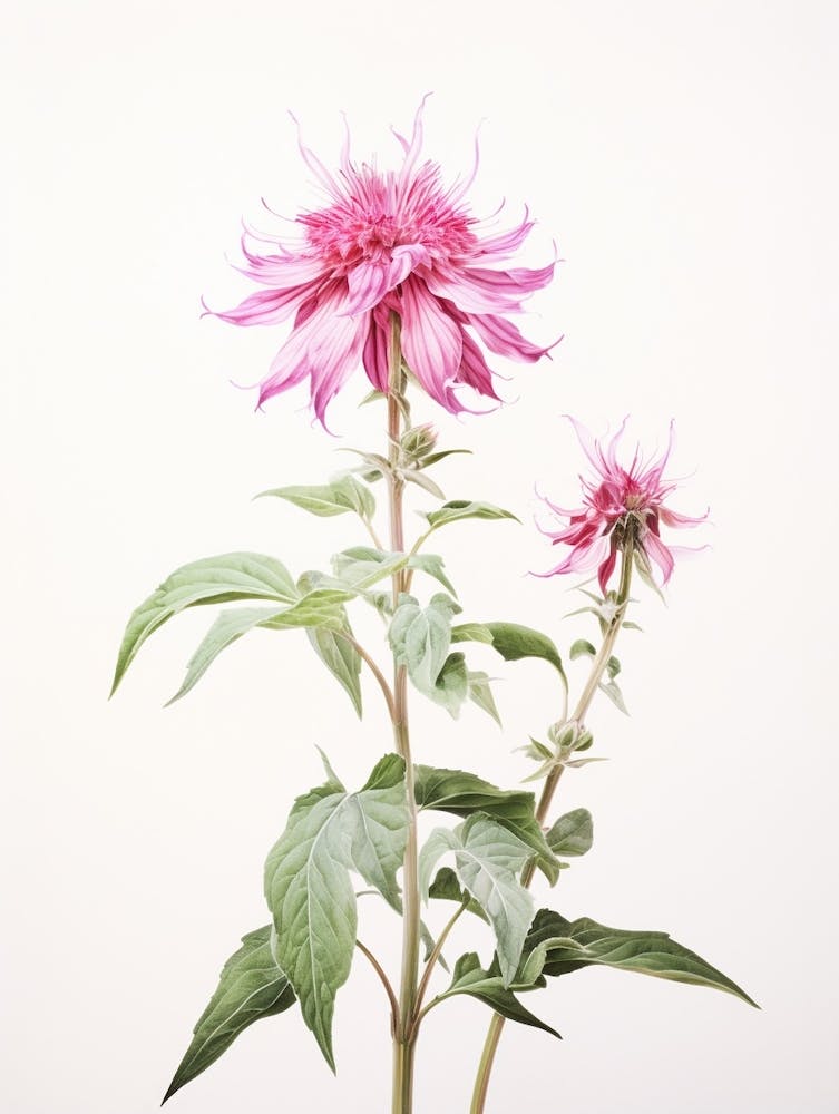 Pressed Flower Botanical Art Bee Balm 1