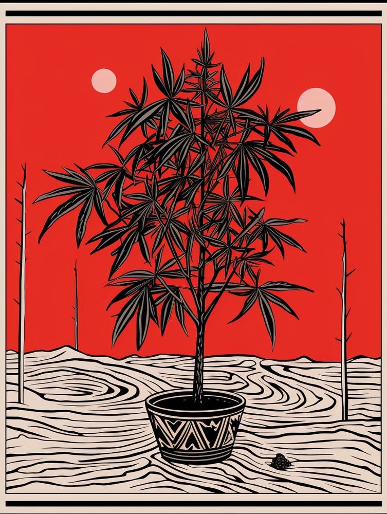 Pink And Red Plant Illustration Red Edged Dracaena 2