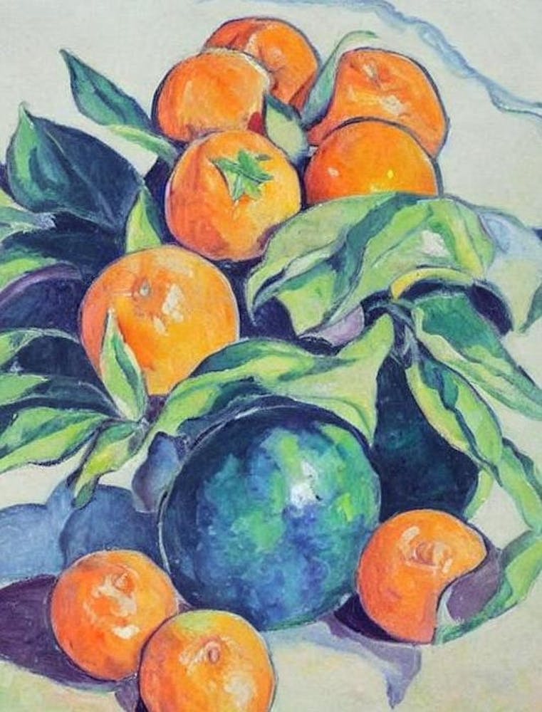 Tangerine 1 Vintage Sketch Fruit
