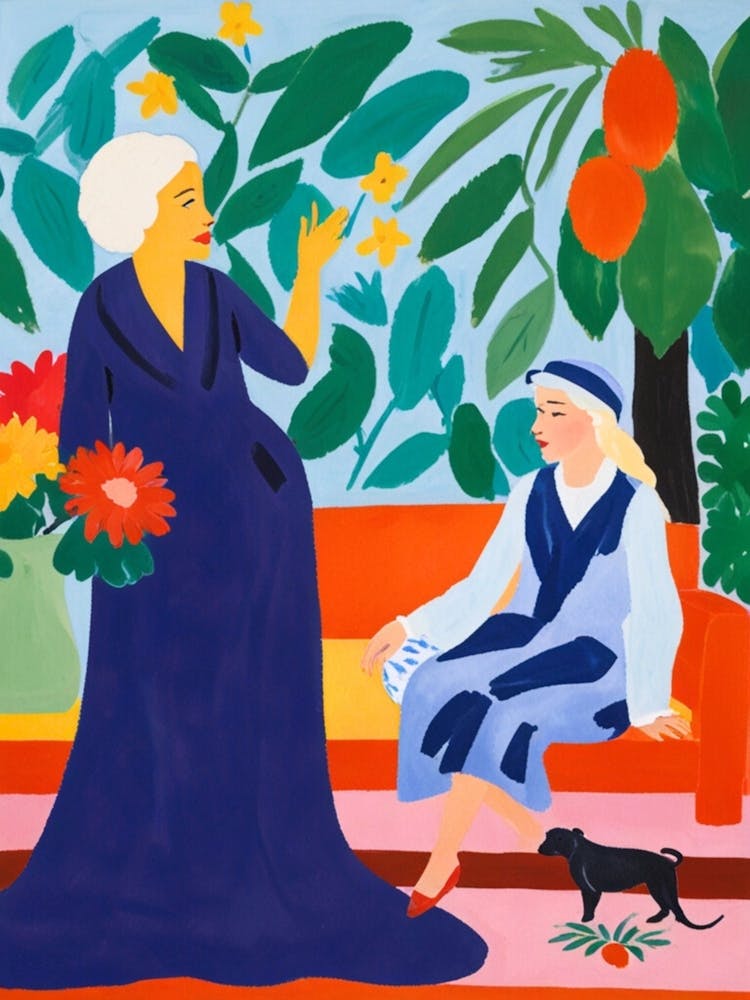 Two Women In A Garden 1