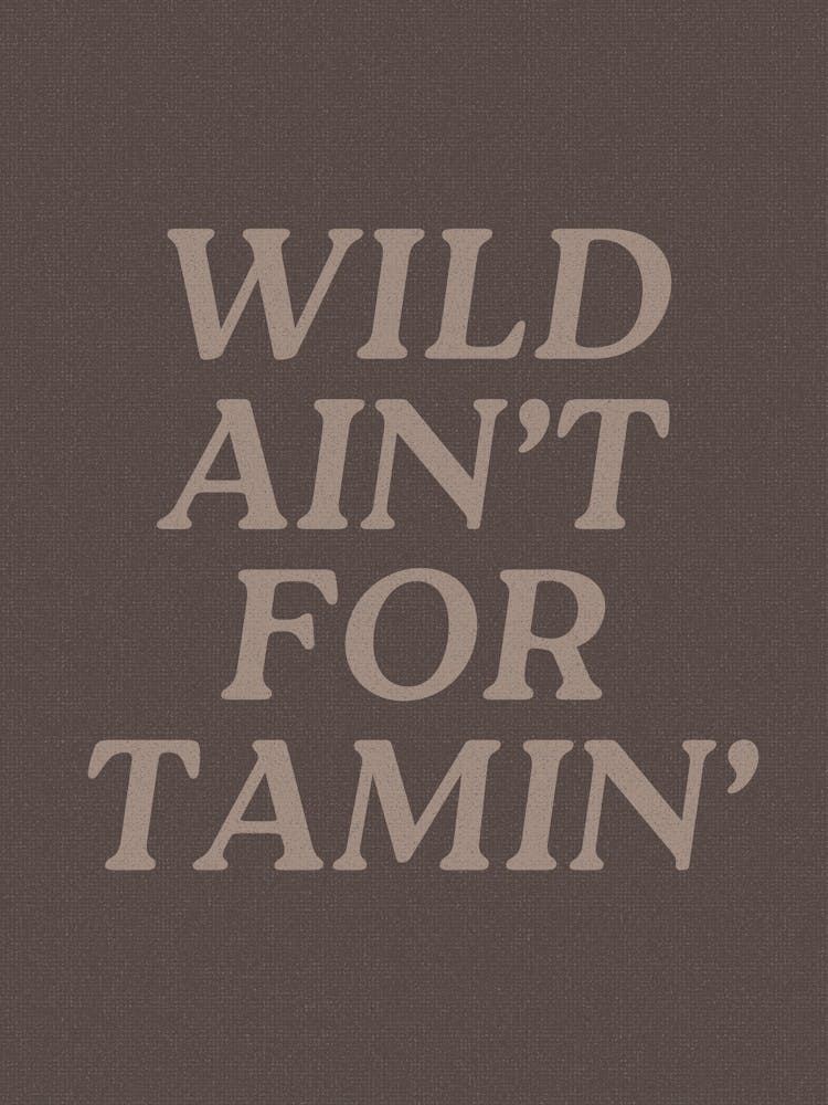 Wild Ain’t For Tamin’ | Neutral Western Cowboy Cowgirl Decor | Southwestern Coastal Cowgirl Wall Art | Dorm Office Living Room Art | Minimalist Typography 2