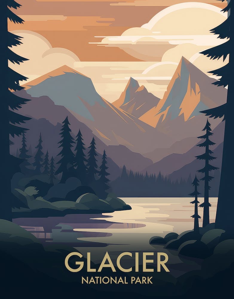 Glacier National Park Vintage Travel Poster 13