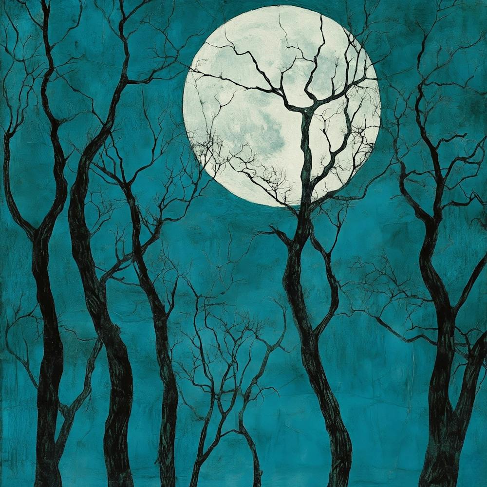 Full Moon Over Trees Art