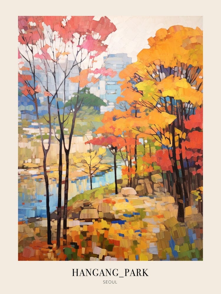 Autumn City Park Painting Hangang Park Seoul 3 Poster
