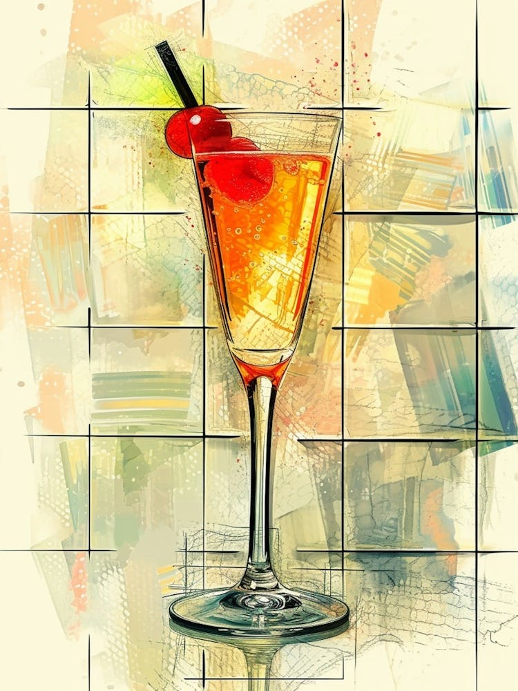 Prosecco Geometric Illustration