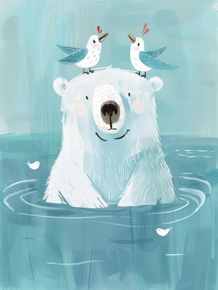 Polar Bear And Birds 1