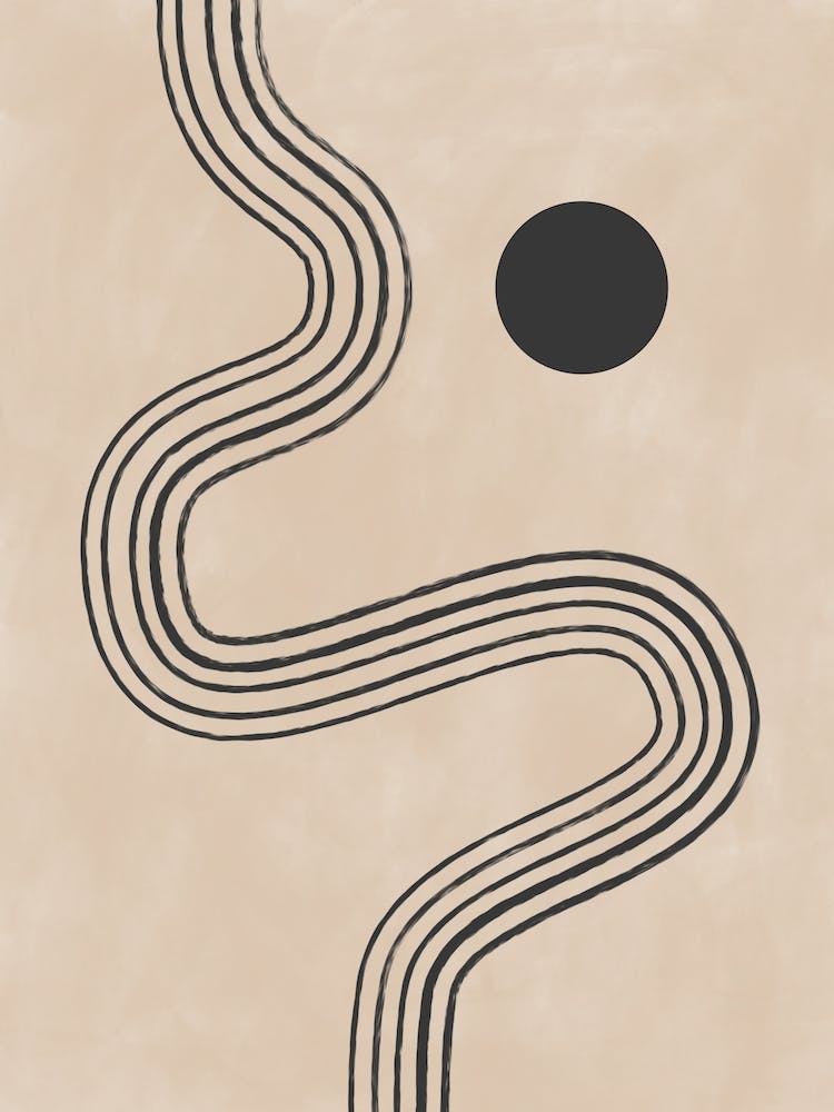 Beige Abstract Lines Poster No.1