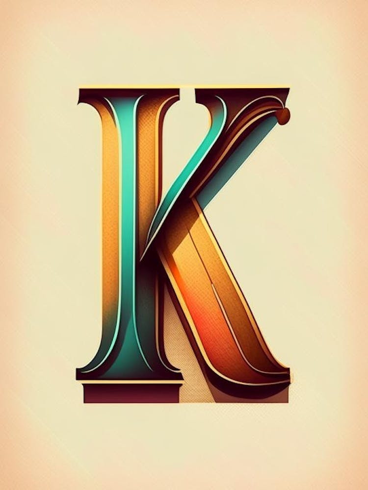 K, Letter, Alphabet Retro Drawing 2