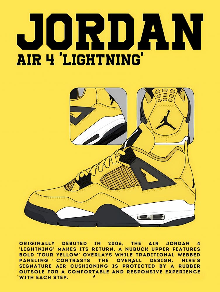 Jordan Air 4 Lightning - Baskets Rétro Jordan