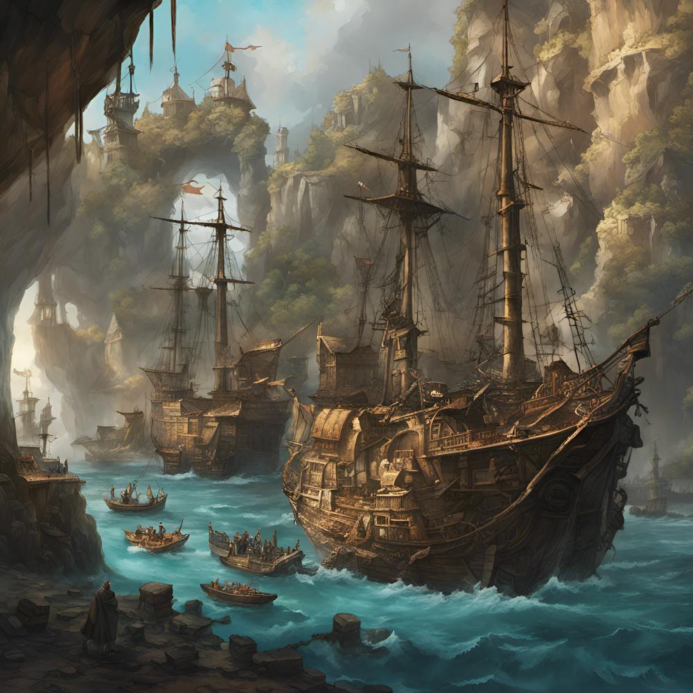 Pirate Ships In A Cave