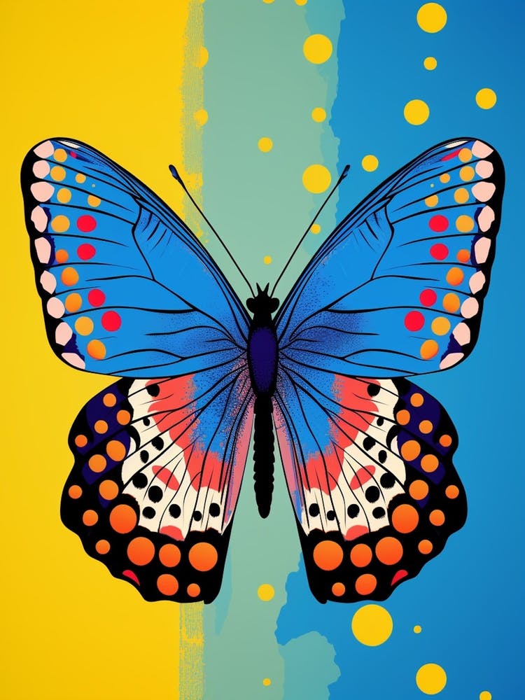 Pop Art Eastern Tailed Blue Butterfly  1