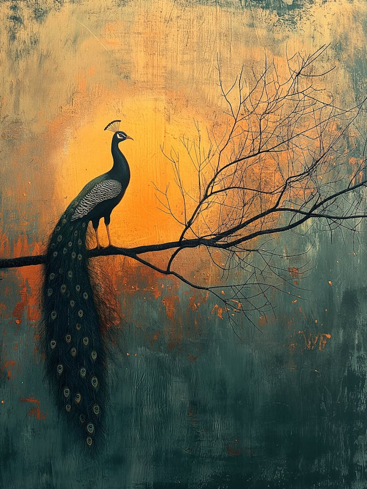 Peacock At Sunset