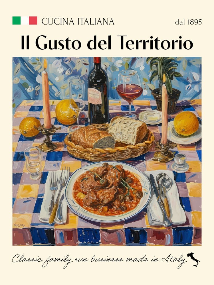 Il Gusto Del Territorio Trattoria Italian Poster Food Kitchen
