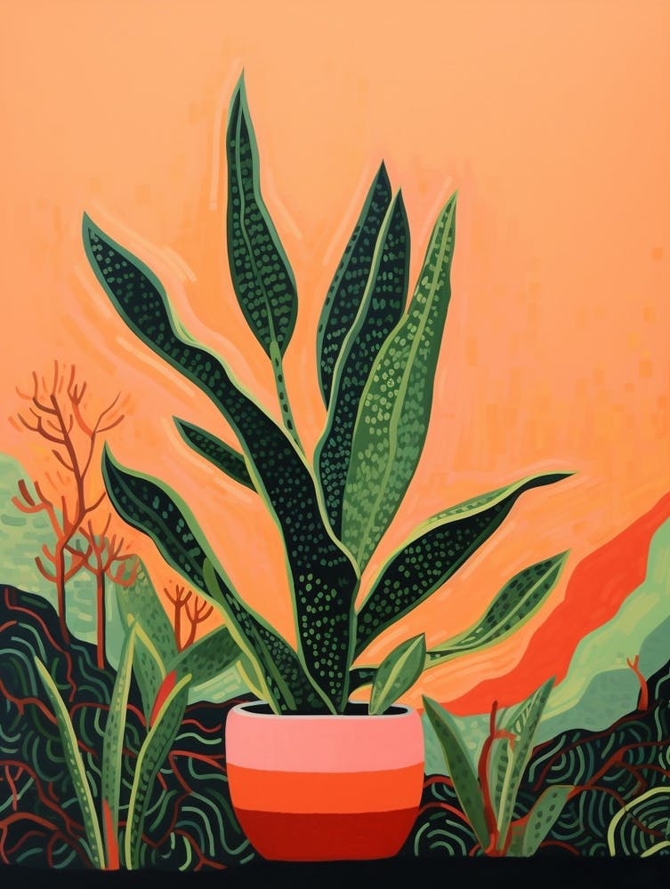 Boho Plant Painting Snake Plant 1