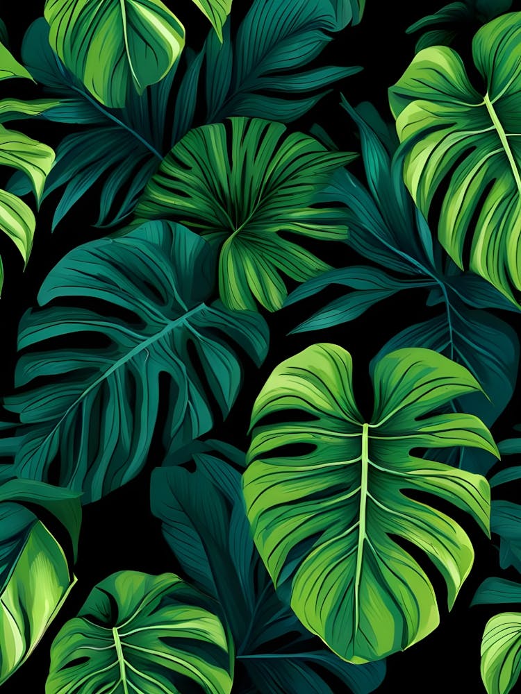A lush tapestry of tropical leaves