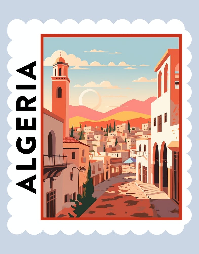 Algeria 3 Travel Stamp Poster