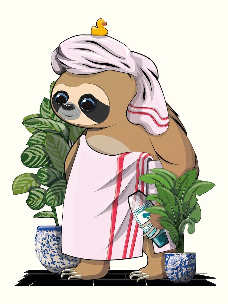 Sloth In Bath Towel in the Bathroom