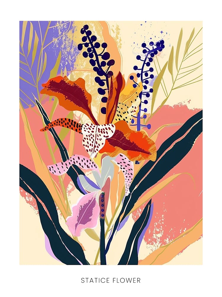 Colourful Flower Illustration Poster Statice Flower 4