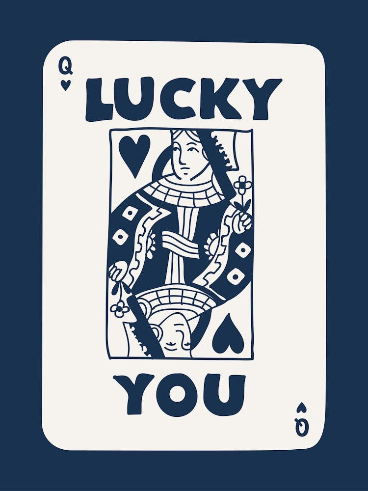 Lucky You Queen Playing Card Navy