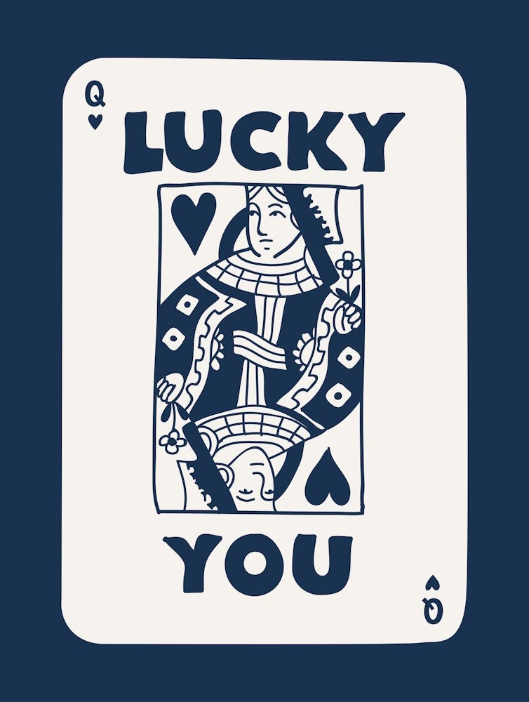 Lucky You Queen Playing Card Navy