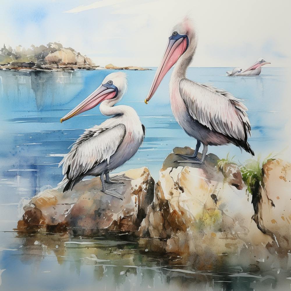 Pelikane am Meer