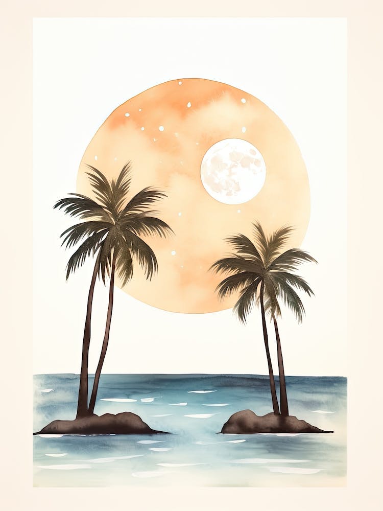 Watercolour Of Ka Anapali Beach   Maui Hawaii Usa 3