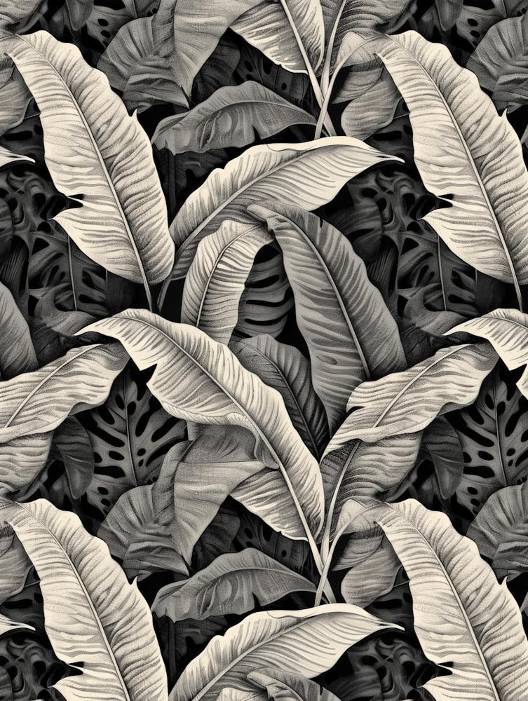 Black And White Tropical Leaves