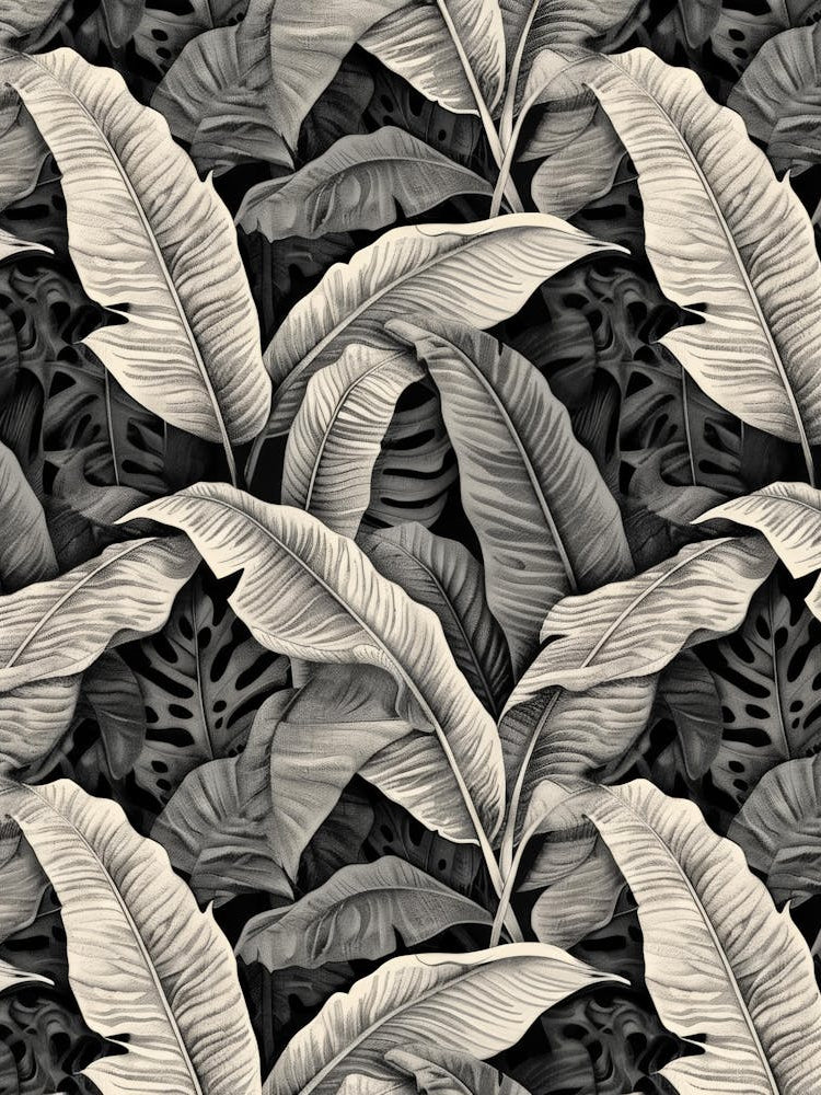 Black And White Tropical Leaves