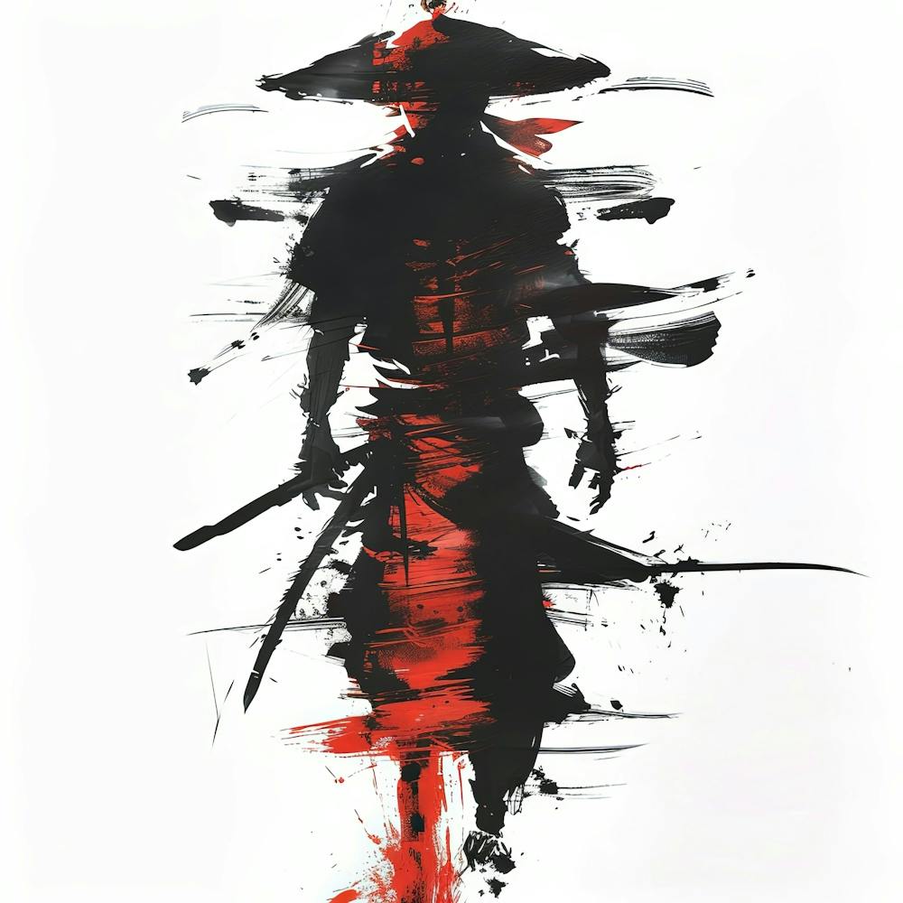 Japanese Ink Samurai Silhouette